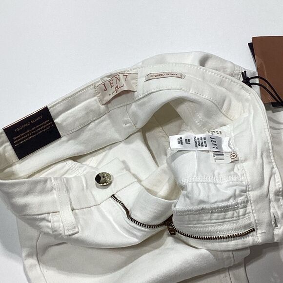 Jen 7 For 7 For All Mankind Cropped Skinny White Jeans NWT Size 0 - Picture 3 of 11